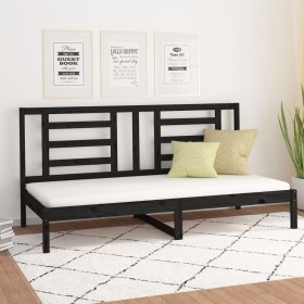 Solid black pine wood sofa bed 90x200 cm by vidaXL, Beds and slatted bases - Ref: Foro24-3108060, Price: 115,99 €, Discount: %