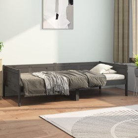 Solid gray pine wood sofa bed 90x200 cm by vidaXL, Beds and slatted bases - Ref: Foro24-820239, Price: 135,36 €, Discount: %