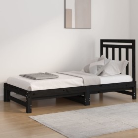 Sofá cama extraíble madera maciza de pino negro 2x(90x190) cm de vidaXL, Camas y somieres - Ref: Foro24-3108361, Precio: 150,...