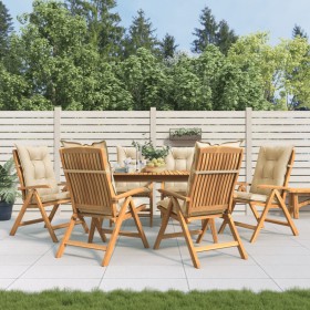 Reclining garden chairs and cushions 6 pcs solid teak wood by vidaXL, Garden chairs - Ref: Foro24-3196511, Price: 806,99 €, D...