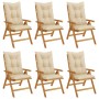 Reclining garden chairs and cushions 6 pcs solid teak wood by vidaXL, Garden chairs - Ref: Foro24-3196511, Price: 806,72 €, D...