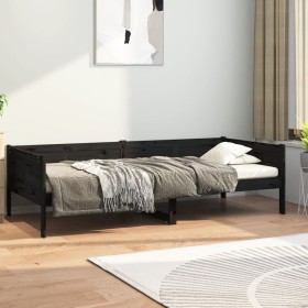 Solid black pine wood sofa bed 90x190 cm by vidaXL, Beds and slatted bases - Ref: Foro24-820251, Price: 119,03 €, Discount: %