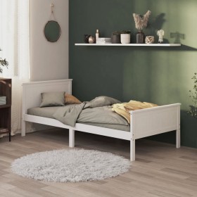 Estructura de cama madera maciza de pino blanco 90x200 cm de vidaXL, Camas y somieres - Ref: Foro24-322181, Precio: 114,99 €,...