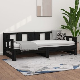 Sofá cama extraíble madera maciza de pino negro 2x(80x200) cm de vidaXL, Camas y somieres - Ref: Foro24-820291, Precio: 168,9...