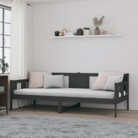 Gray solid pine wood sofa bed 90x200 cm by vidaXL, Beds and slatted bases - Ref: Foro24-820269, Price: 109,29 €, Discount: %