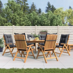 Reclining garden chairs and 6 solid teak wood cushions by vidaXL, Garden chairs - Ref: Foro24-3196508, Price: 895,99 €, Disco...