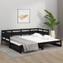 Sofá cama extraíble madera maciza de pino negro 2x(90x190) cm de vidaXL, Camas y somieres - Ref: Foro24-820326, Precio: 188,2...