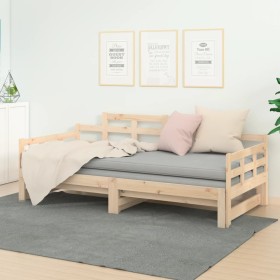 Removable sofa bed solid pine wood 2x(80x200) cm by vidaXL, Beds and slatted bases - Ref: Foro24-820347, Price: 158,78 €, Dis...