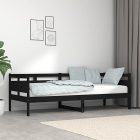 Solid black pine wood sofa bed 80x200 cm by vidaXL, Beds and slatted bases - Ref: Foro24-820306, Price: 102,55 €, Discount: %