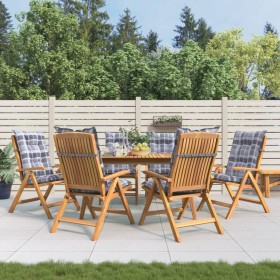 Reclining garden chairs and cushions 6 pcs solid teak wood by vidaXL, Garden chairs - Ref: Foro24-3196522, Price: 810,32 €, D...