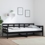 Sofá cama madera maciza de pino negro 90x200 cm de vidaXL, Camas y somieres - Ref: Foro24-820361, Precio: 139,65 €, Descuento: %