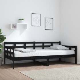 Sofá cama madera maciza de pino negro 90x200 cm de vidaXL, Camas y somieres - Ref: Foro24-820361, Precio: 139,99 €, Descuento: %