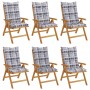 Reclining garden chairs and cushions 6 pcs solid teak wood by vidaXL, Garden chairs - Ref: Foro24-3196522, Price: 810,99 €, D...