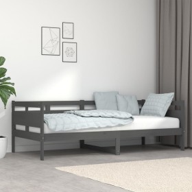 Solid gray pine wood sofa bed 90x200 cm by vidaXL, Beds and slatted bases - Ref: Foro24-820299, Price: 116,99 €, Discount: %