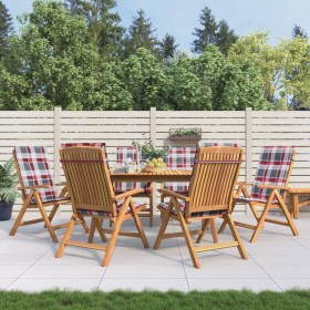 Reclining garden chairs and cushions 6 pcs solid teak wood by vidaXL, Garden chairs - Ref: Foro24-3196506, Price: 896,69 €, D...