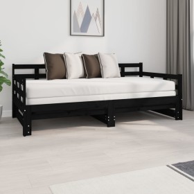 Sofá cama extraíble madera maciza de pino negro 2x(90x190) cm de vidaXL, Camas y somieres - Ref: Foro24-820386, Precio: 180,9...