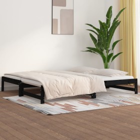 Sofá cama extraíble madera maciza de pino negro 2x(90x200) cm de vidaXL, Camas y somieres - Ref: Foro24-820431, Precio: 162,0...