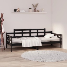 Solid black pine wood sofa bed 90x200 cm by vidaXL, Beds and slatted bases - Ref: Foro24-820331, Price: 122,99 €, Discount: %