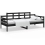 Sofá cama madera maciza de pino negro 90x200 cm de vidaXL, Camas y somieres - Ref: Foro24-820331, Precio: 122,50 €, Descuento: %