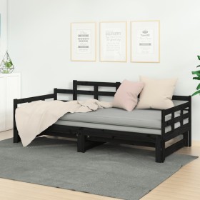 Sofá cama extraíble madera maciza de pino negro 2x(80x200) cm de vidaXL, Camas y somieres - Ref: Foro24-820351, Precio: 180,9...