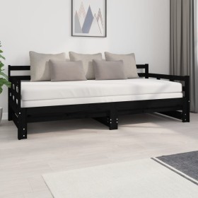 Removable sofa bed solid black pine wood 2x(90x200) cm by vidaXL, Beds and slatted bases - Ref: Foro24-820376, Price: 194,99 ...