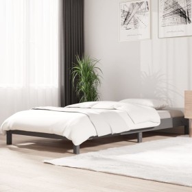 Gray solid pine wood stackable bed 90x190 cm by vidaXL, Beds and slatted bases - Ref: Foro24-820404, Price: 109,99 €, Discoun...