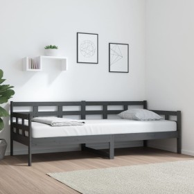 Gray solid pine wood sofa bed 80x200 cm by vidaXL, Beds and slatted bases - Ref: Foro24-820364, Price: 102,99 €, Discount: %