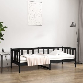 Solid black pine wood sofa bed 90x190 cm by vidaXL, Beds and slatted bases - Ref: Foro24-814648, Price: 116,28 €, Discount: %