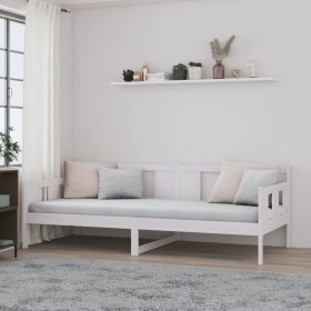 Sofá cama madera maciza de pino blanco 90x200 cm de vidaXL, Camas y somieres - Ref: Foro24-820268, Precio: 82,99 €, Descuento: %