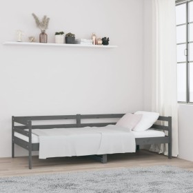 Gray solid pine wood sofa bed 90x190 cm by vidaXL, Beds and slatted bases - Ref: Foro24-814636, Price: 118,99 €, Discount: %