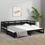 Sofá cama extraíble madera maciza de pino negro 2x(80x200) cm de vidaXL, Camas y somieres - Ref: Foro24-820321, Precio: 186,8...