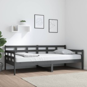 Sofá cama de madera maciza de pino gris 90x200 cm de vidaXL, Camas y somieres - Ref: Foro24-820359, Precio: 130,99 €, Descuen...