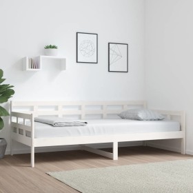 Solid white pine wood sofa bed 90x200 cm by vidaXL, Beds and slatted bases - Ref: Foro24-820358, Price: 130,99 €, Discount: %