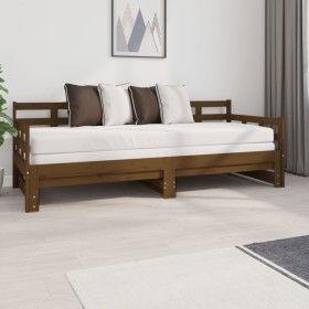 Sofá cama extraíble madera de pino marrón miel 2x(80x200) cm de vidaXL, Camas y somieres - Ref: Foro24-820380, Precio: 163,99...