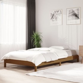 Honey brown solid pine wood stackable bed 90x200 cm by vidaXL, Beds and slatted bases - Ref: Foro24-820395, Price: 115,99 €, ...