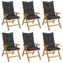 Reclining garden chairs and cushions 6 pcs solid teak wood by vidaXL, Garden chairs - Ref: Foro24-3196515, Price: 806,72 €, D...