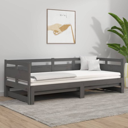 Removable sofa bed solid gray pine wood 2x(80x200) cm by vidaXL, Beds and slatted bases - Ref: Foro24-820319, Price: 184,99 €...