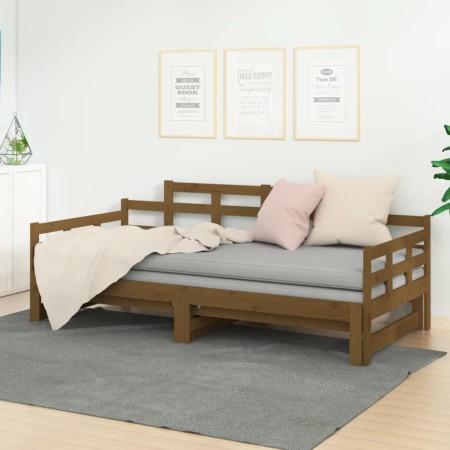 Sofá cama extraíble madera maciza pino marrón miel 2x(80x200)cm de vidaXL, Camas y somieres - Ref: Foro24-820350, Precio: 163...