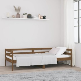 Sofá cama de madera maciza de pino marrón miel 90x190 cm de vidaXL, Camas y somieres - Ref: Foro24-814637, Precio: 119,99 €, ...