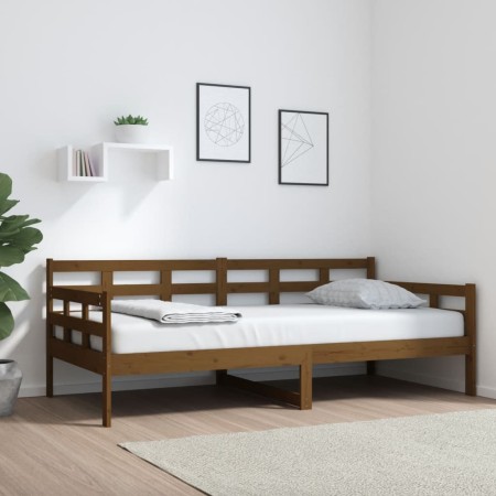 Sofá cama de madera maciza de pino marrón miel 90x190 cm de vidaXL, Camas y somieres - Ref: Foro24-820370, Precio: 101,74 €, ...