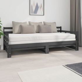 Removable sofa bed solid gray pine wood 2x(90x200) cm by vidaXL, Beds and slatted bases - Ref: Foro24-820374, Price: 199,99 €...