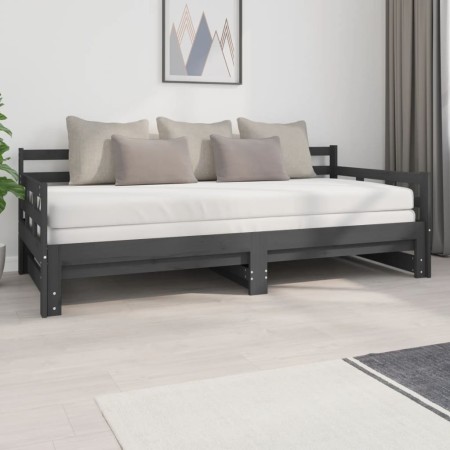 Removable sofa bed solid gray pine wood 2x(90x200) cm by vidaXL, Beds and slatted bases - Ref: Foro24-820374, Price: 199,03 €...