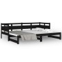 Sofá cama extraíble madera maciza de pino negro 2x(90x200) cm de vidaXL, Camas y somieres - Ref: Foro24-820316, Precio: 154,9...