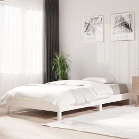 White solid pine wood stackable bed 90x200 cm by vidaXL, Beds and slatted bases - Ref: Foro24-820393, Price: 106,96 €, Discou...