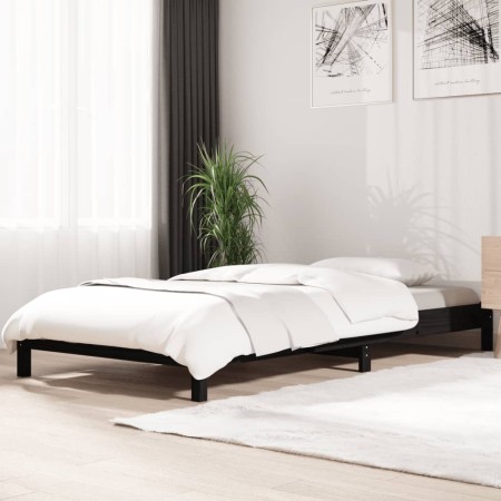 Cama apilable de madera pino maciza negro 75x190 cm de vidaXL, Camas y somieres - Ref: Foro24-820411, Precio: 102,99 €, Descu...