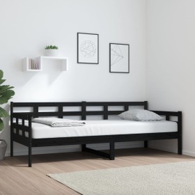 Sofá cama madera maciza de pino negro 80x200 cm de vidaXL, Camas y somieres - Ref: Foro24-820366, Precio: 147,99 €, Descuento: %