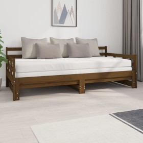 Sofá cama extraíble madera maciza pino marrón miel 2x(90x200)cm de vidaXL, Camas y somieres - Ref: Foro24-820375, Precio: 173...