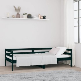 Solid black pine wood sofa bed 80x200 cm by vidaXL, Beds and slatted bases - Ref: Foro24-814678, Price: 80,99 €, Discount: %