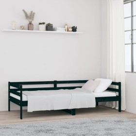 Solid black pine wood sofa bed 90x190 cm by vidaXL, Beds and slatted bases - Ref: Foro24-814638, Price: 119,99 €, Discount: %