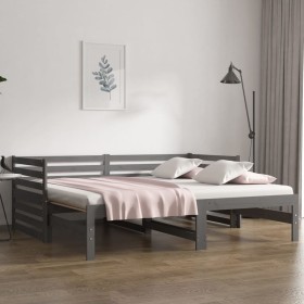 Removable sofa bed solid gray pine wood 2x(90x190) cm by vidaXL, Beds and slatted bases - Ref: Foro24-814671, Price: 198,09 €...